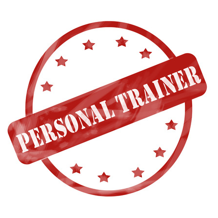 Red Weathered Personal Trainer Stamp Circle and Stars
